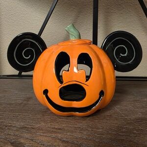 Disney Mickey Mouse Pumpkin Candy Dish Halloween Decoration Ceramic Orange‎